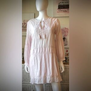 Ulla Johnson 100% cotton embroidered dress in blush pink color size 8